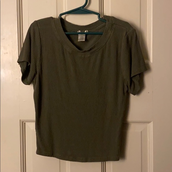 fitted rubber olive green crop top - Picture 1 of 1